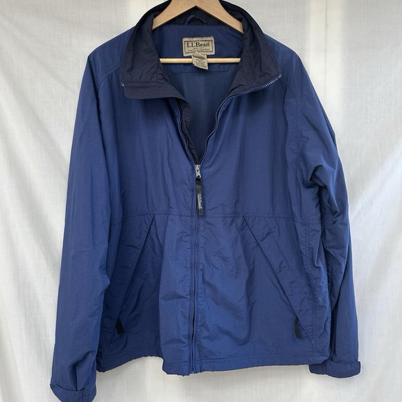 LL Bean Windbreaker Jacket Men's XL Regular Full Zip Pockets Outdoor Hiking Blue - Picture 5 of 14